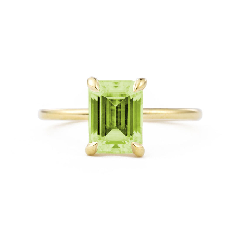 Pre-Loved Peridot Emerald Cut Ring, 14K Yellow Gold
