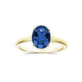 Sapphire Oval Solitaire Ring, 14K Yellow Gold