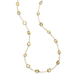 Bezel Set Citrine Station Necklace, 18 Inches, 14K Yellow Gold