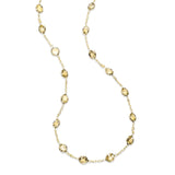 Bezel Set Citrine Station Necklace, 32 Inches, 14K Yellow Gold