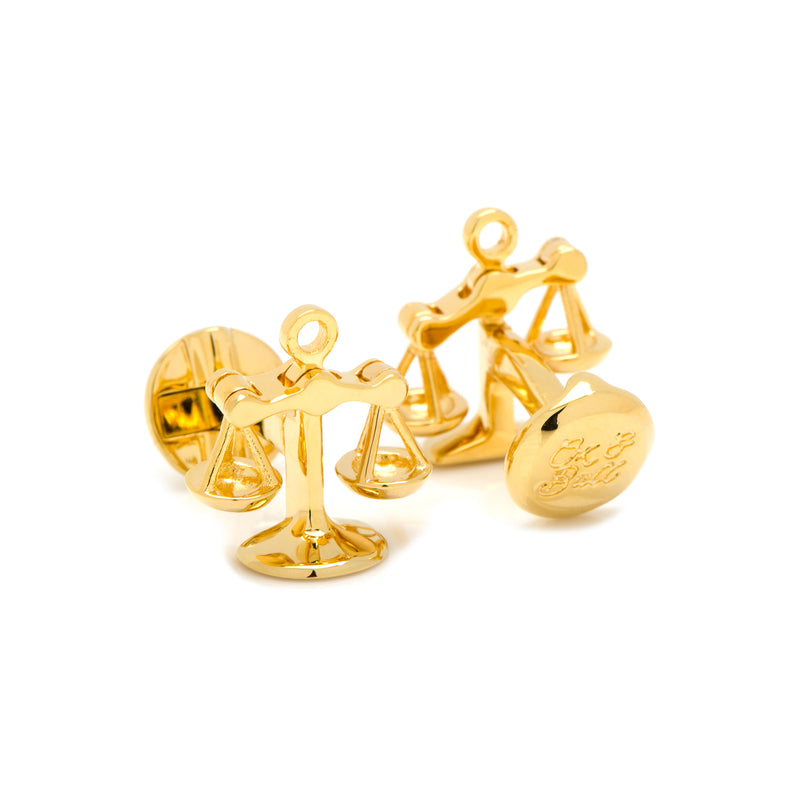 Scales of Justice Cufflinks, Gold Tone Plated