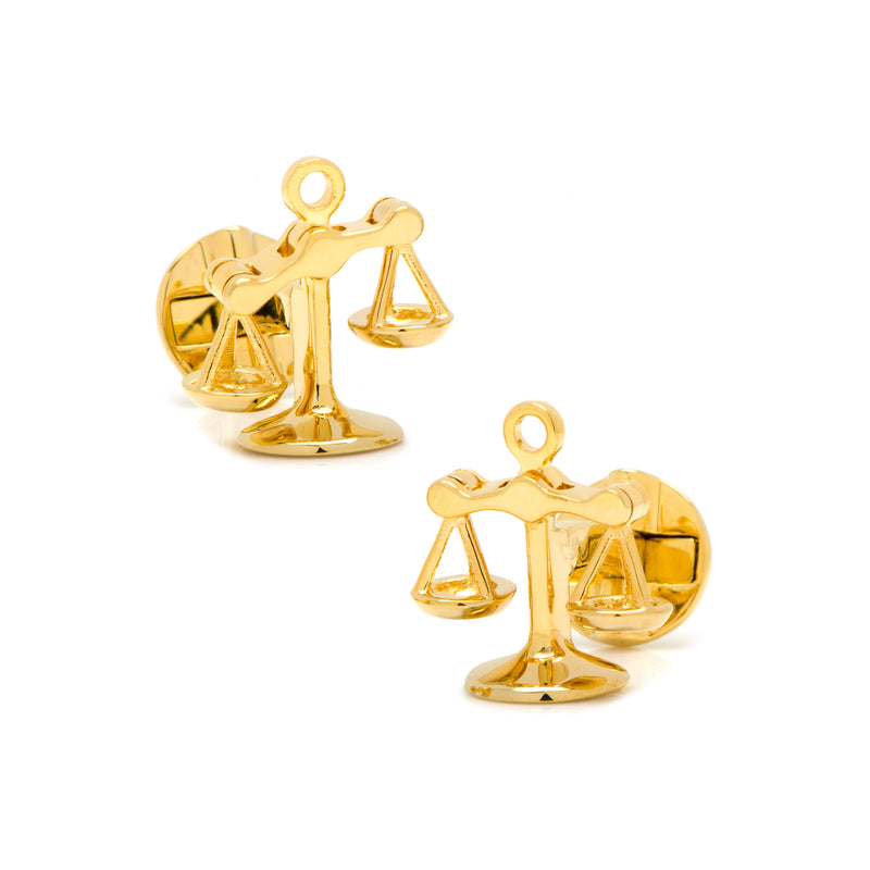Scales of Justice Cufflinks, Gold Tone Plated