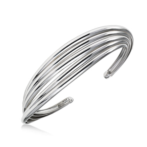 Shiny Bands Cuff Bracelet, Sterling Silver
