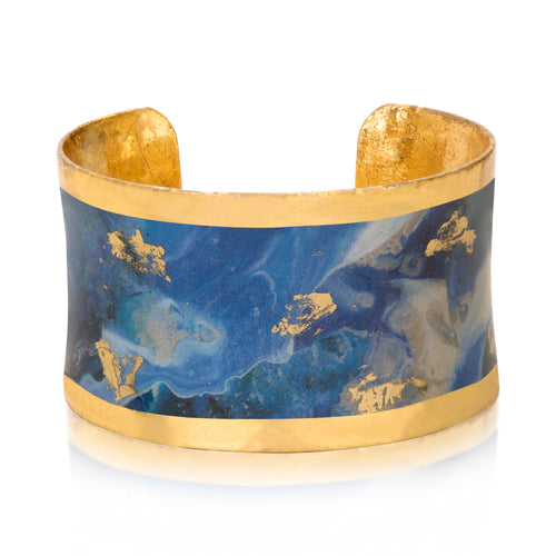 Wave Design Enamel Cuff Bracelet, Gold Leaf, by Evocateur