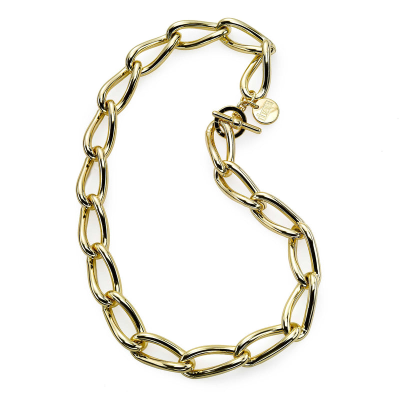 Oval Link Necklace, 20 Inches, Gold Plated Brass