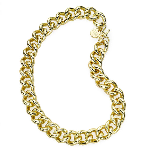 Classic Bold Link Necklace, 20 Inches, Gold Plated Brass