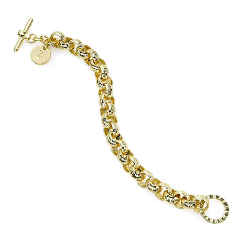 Small Round Link Bracelet, Gold Plated Brass