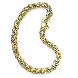 Heavy Herringbone Link Necklace, 20 Inches, Gold Plated Brass
