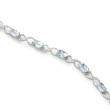 Blue Topaz and Diamond 7.50-Inch Bracelet, 14K White Gold