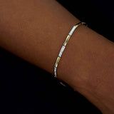 Two Tone Diamond Link Bracelet, 14 Karat Gold