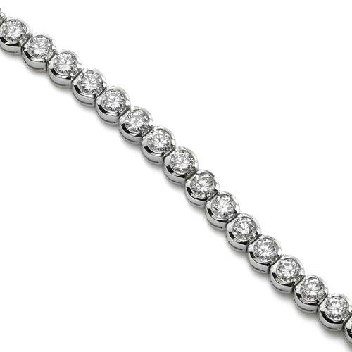 Semi-Bezel Style Diamond Tennis Bracelet, 2.25 Carats, 14K White Gold