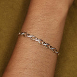 Curved Link Diamond Bracelet, 7.75 Inches, 14K Yellow Gold