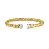 Fexible Mesh Cuff Bracelet with Diamond Accent, 14 Karat Gold
