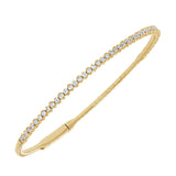 Semi-Bezel Diamond Bangle Bracelet, 14K Yellow Gold