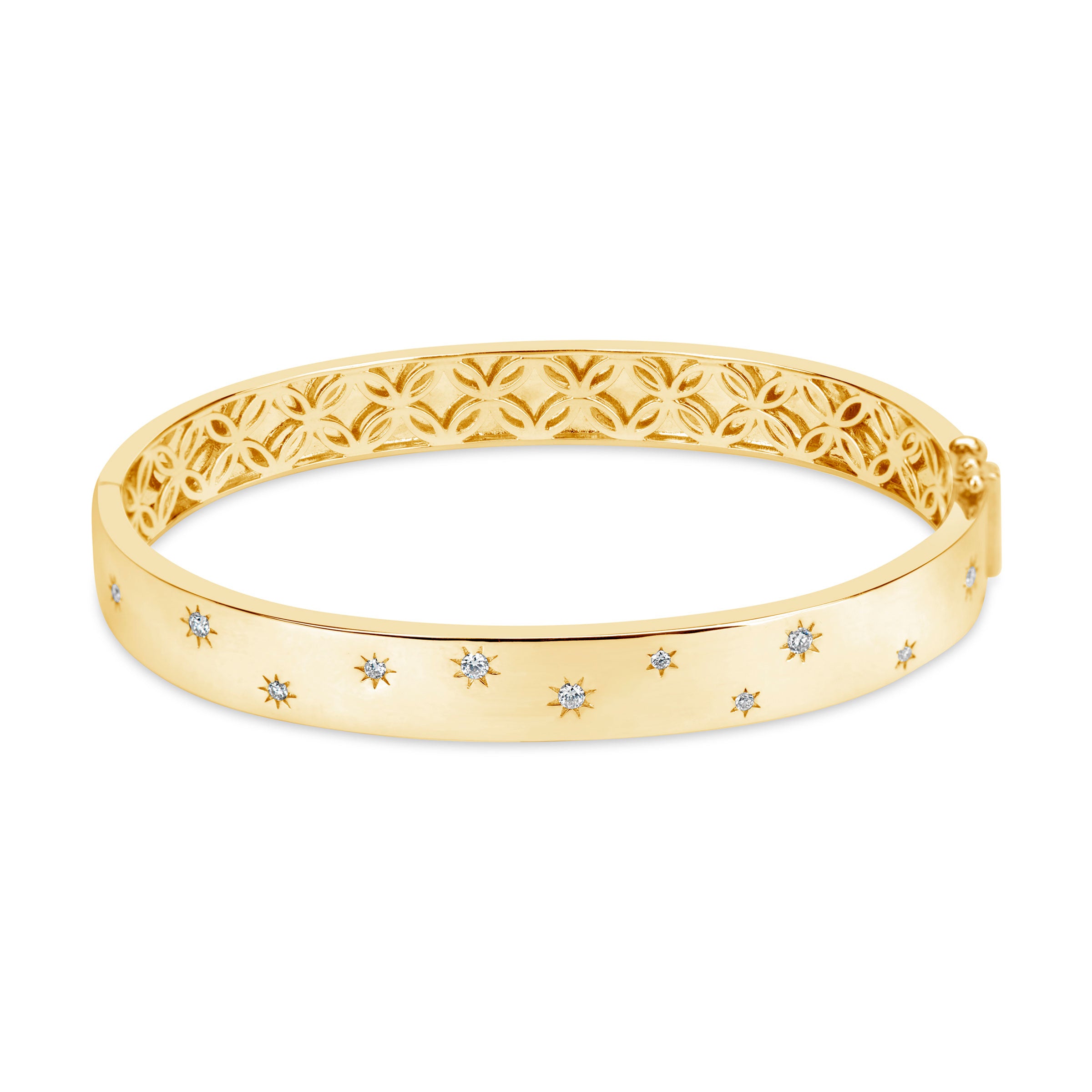 Yellow Gold, Diamond Hinged Bangle Bracelet | Von Bargen's Jewelry