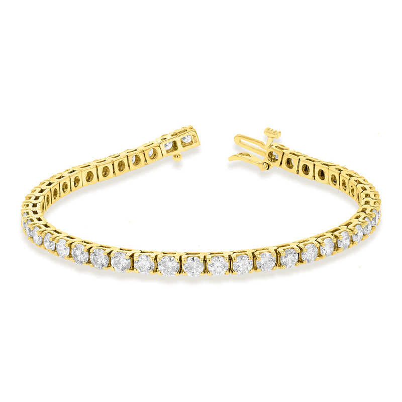 Diamond Tennis Bracelet, 5 Carats, 14K Yellow Gold