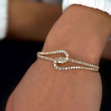 Interlocking Loops Diamond Bangle Bracelet, 14K Yellow Gold