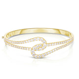 Interlocking Loops Diamond Bangle Bracelet, 14K Yellow Gold