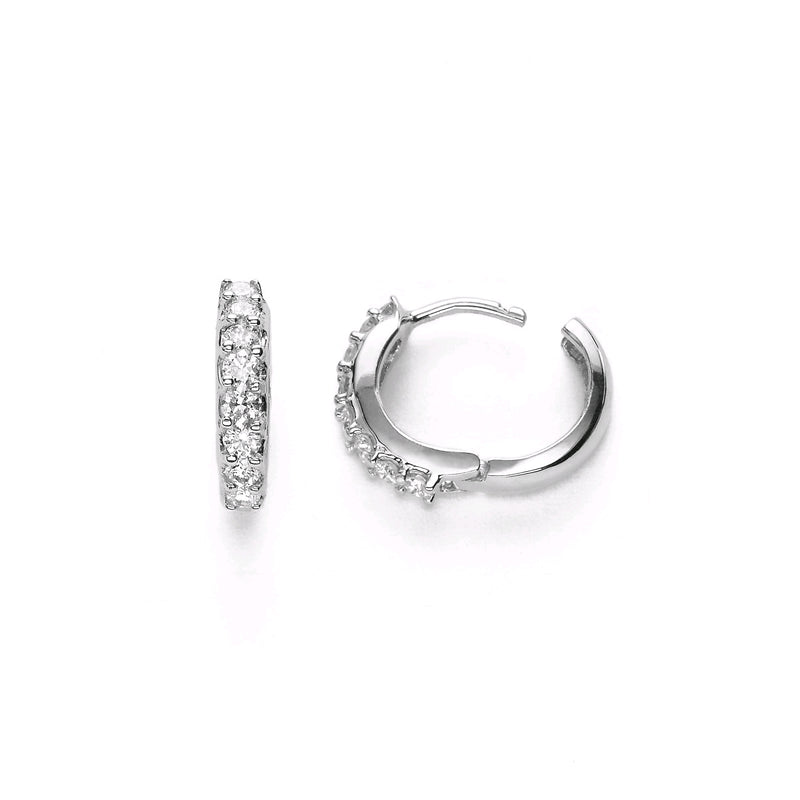 Diamond Huggie Hoop Earrings, .50 Carat, 14K White Gold