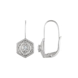 Filigree Flower Design Diamond Earrings, 14K White Gold