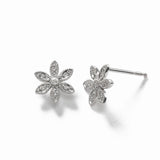 Diamond Flower Earring, 14K White Gold