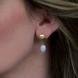Satin Finish and Diamond Dangle Earring, .52 Carat, 14K Yellow Gold