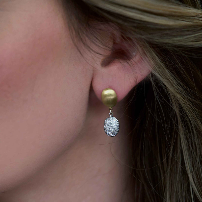 Satin Finish and Diamond Dangle Earring, .52 Carat, 14K Yellow Gold |  Diamond Stores Long Island – Fortunoff Fine Jewelry