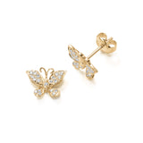 Small Pavé Diamond Butterfly Earrings, 14K Yellow Gold