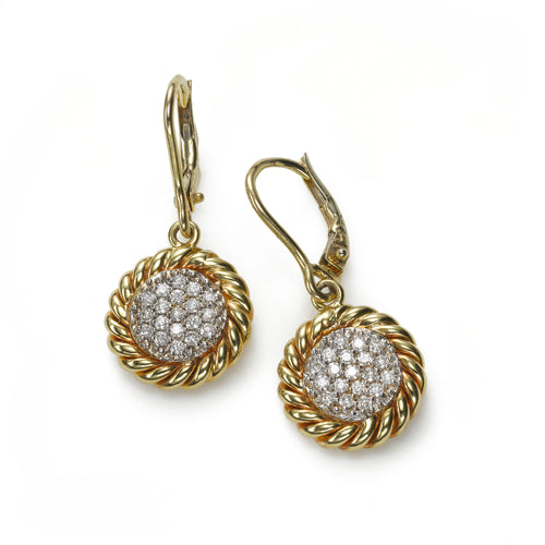 Pavé Diamond Dangle Earrings, .50 Carat, 14 Karat Gold
