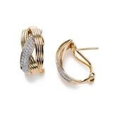 Diamond Pavé Half Hoop Crossover Earrings, 14K Yellow Gold