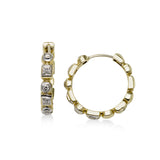 Multi Shape Bezel Diamond Hoop Earrings, 14 Karat Gold