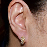 Honeycomb Diamond Hoop Earrings, 14K Yellow Gold