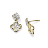 Double Dangle Earrings with Pave Diamonds, 14K Yellow Gold