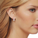 Diamond Cluster Drop Earrings, 14K White Gold