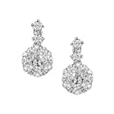 Diamond Cluster Drop Earrings, 14K White Gold