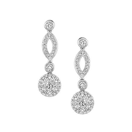 Pavé Diamond Dangle Earrings, 14K White Gold