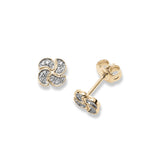 Small Pavé Diamond Swirl Earrings, 14K Yellow Gold