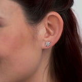 Baguette Diamond Cluster Earrings, 14K White Gold
