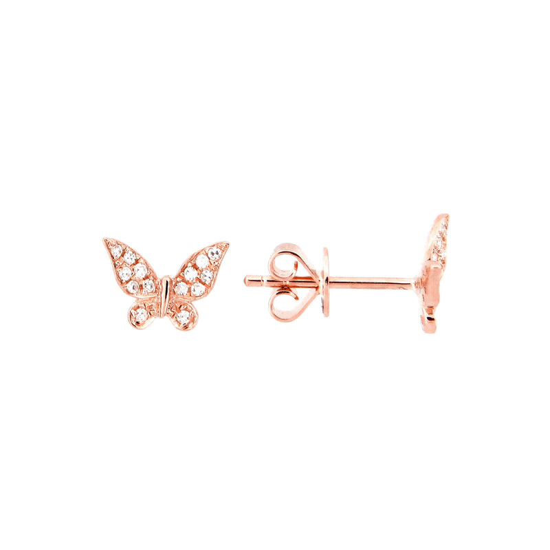 Pavé Diamond Butterfly Earrings, 14K Rose Gold
