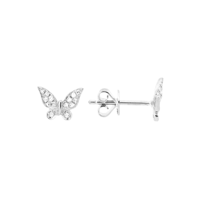 Pavé Diamond Butterfly Earrings, 14K White Gold