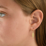 Leaf Design Diamond Dangle Earrings, 14K Yellow Gold
