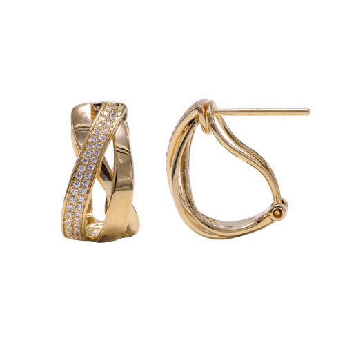 Diamond Intertwined Clip Post Earrings, 14K Yellow Gold