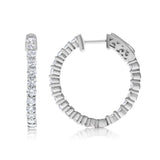 Inside Out Diamond Hoops, .75 Inch, 2 Carats, 14K White Gold