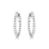 Inside Out Diamond Hoops, .75 Inch, 2 Carats, 14K White Gold