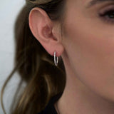Inside Out Diamond Hoop Earrings, .75 Inch, 14K White Gold