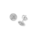 Rope Design Diamond Cluster Earrings, 14K White Gold