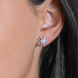 Starburst Diamond Stud Earrings, 14K White Gold