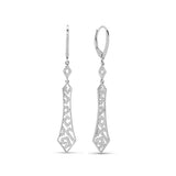 Open Design Diamond Dangle Earrings, 14K White Gold