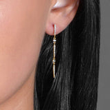 Delicate Diamond Dangle Earrings, 14K Yellow Gold