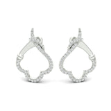 Scalloped Diamond Hoop Earrings, 14K White Gold